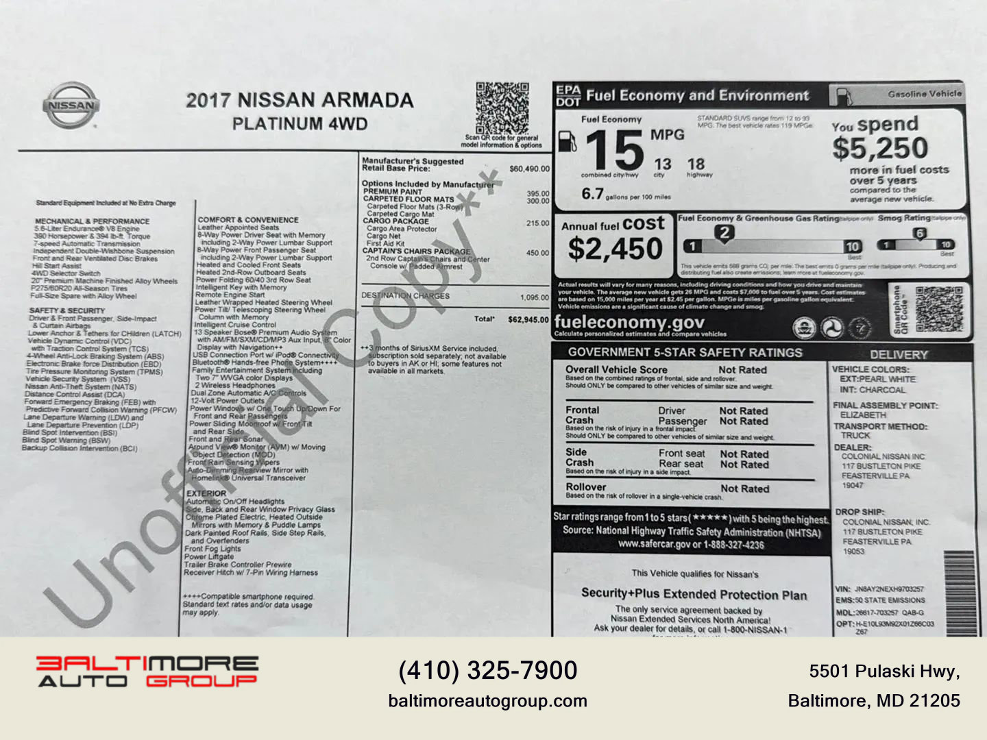 Used 2017 Nissan Armada Platinum w/ Captain Seat Package image 5