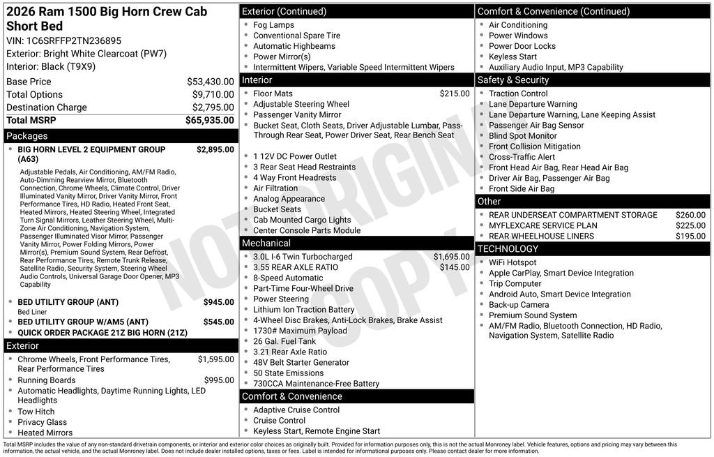New 2026 RAM 1500 Big Horn AWD/4WD image 5