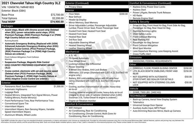 Certified 2021 Chevrolet Tahoe High Country image 6
