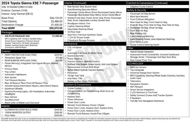 Used 2024 Toyota Sienna XSE w/ XSE Plus Package AWD/4WD image 41