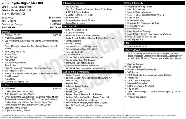 Certified 2026 Toyota Highlander XSE AWD/4WD image 36