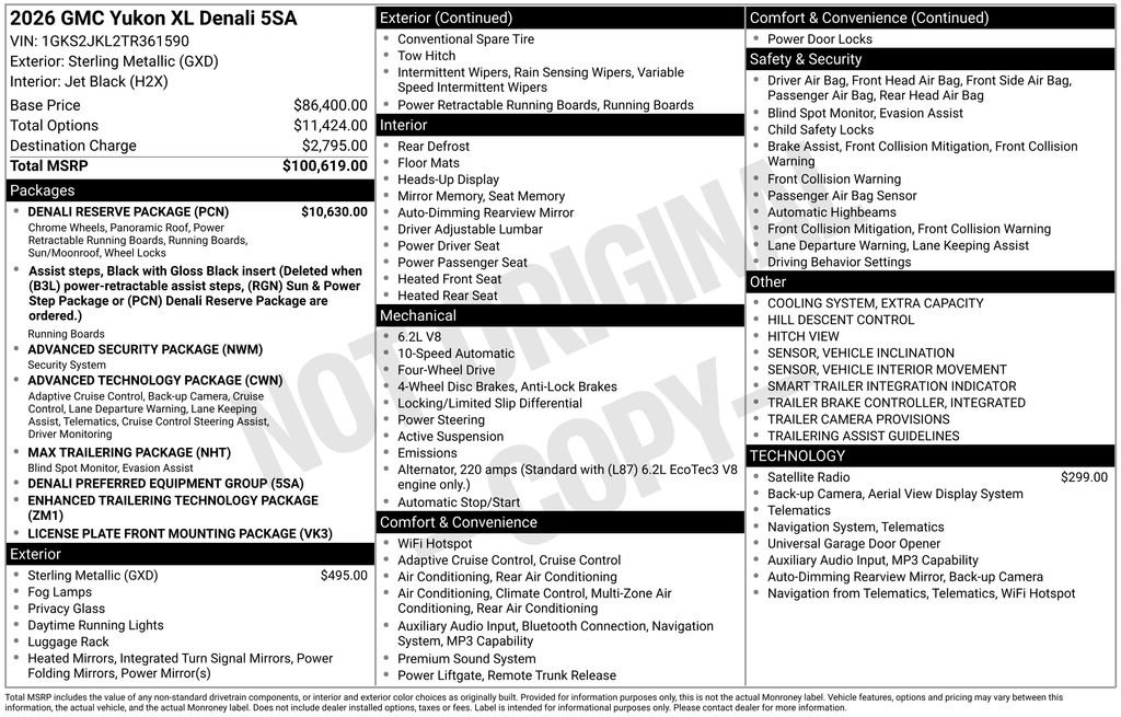 New 2026 GMC Yukon XL Denali w/ Denali Reserve Package AWD/4WD image 48