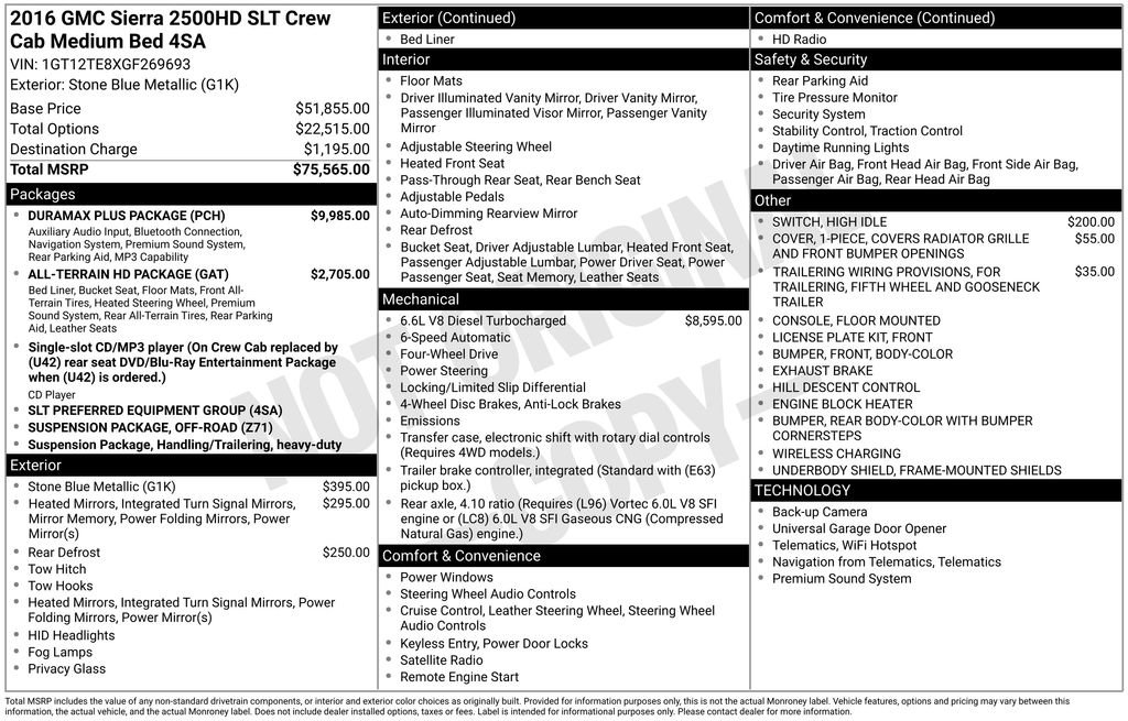 Used 2016 GMC Sierra 2500 SLT w/ Duramax Plus Package image 36