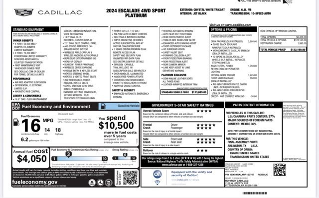 Used 2024 Cadillac Escalade Sport Platinum w/ LPO, ONYX Package image 5