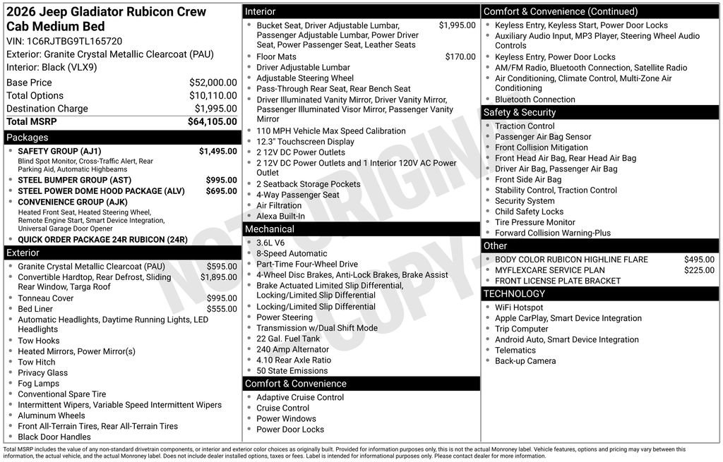 New 2026 Jeep Gladiator Rubicon w/ Safety Group image 6