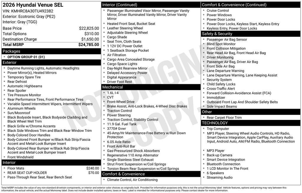 New 2026 Hyundai Venue SEL FWD image 20