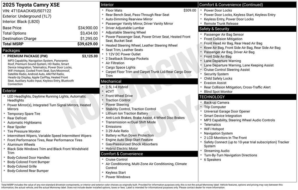 Certified 2025 Toyota Camry XSE w/ Premium Package FWD image 2