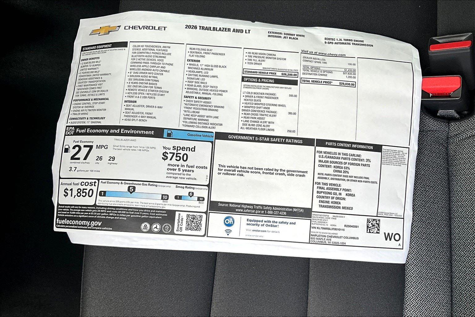 New 2026 Chevrolet TrailBlazer LT w/ LT Cold Weather Package image 14