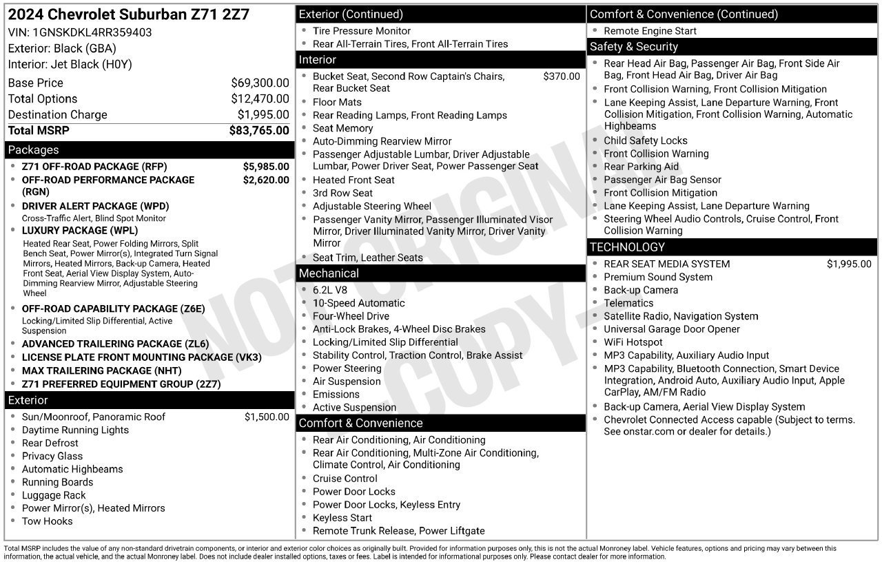 Used 2024 Chevrolet Suburban Z71 w/ Z71 Off-Road Package AWD/4WD image 35