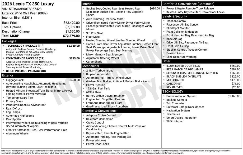 Used 2026 Lexus TX 350 AWD w/ Technology Package image 36