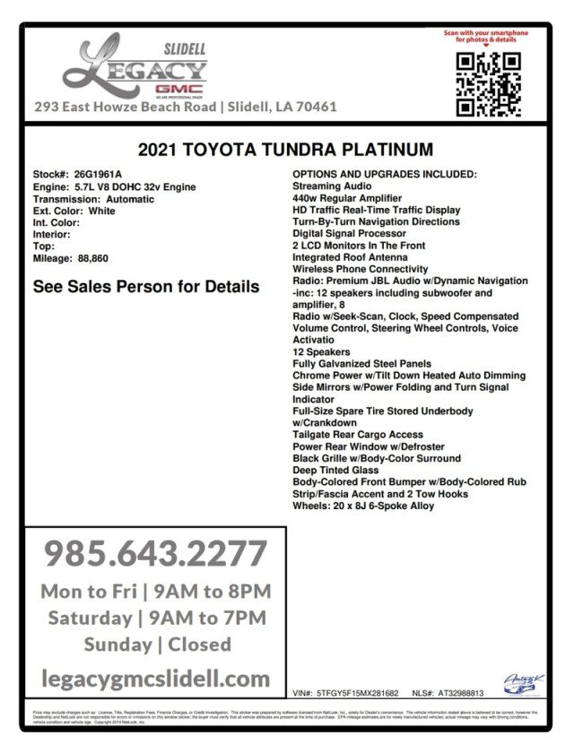 Used 2021 Toyota Tundra Platinum RWD image 29
