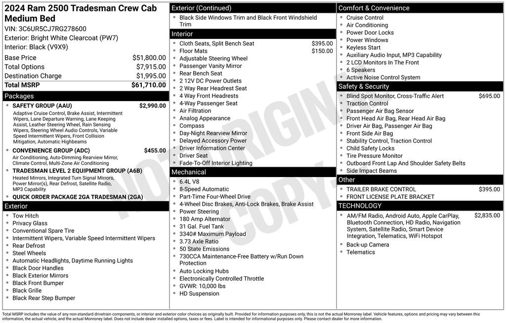 New 2024 RAM 2500 Tradesman w/ Safety Group image 2