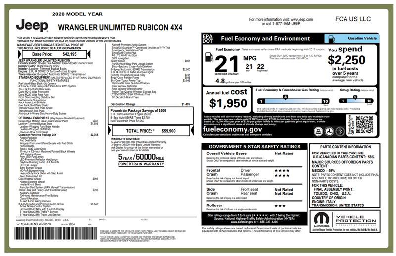 Used 2020 Jeep Wrangler Unlimited Rubicon w/ Quick Order Package 28Y Recon image 3