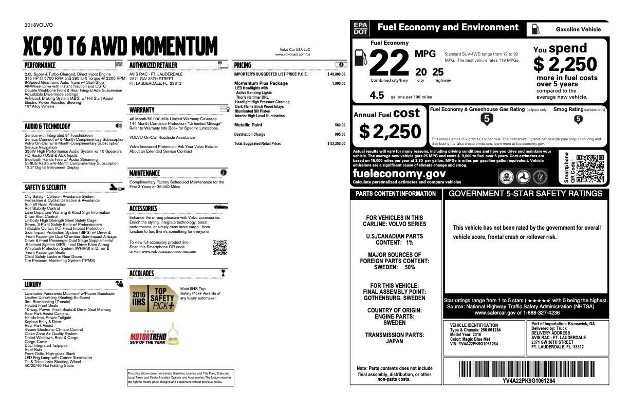 Used 2016 Volvo XC90 T6 Momentum image 2