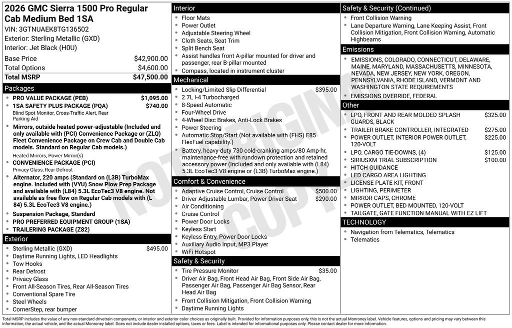 New 2026 GMC Sierra 1500 Pro w/ Pro Value Package image 6