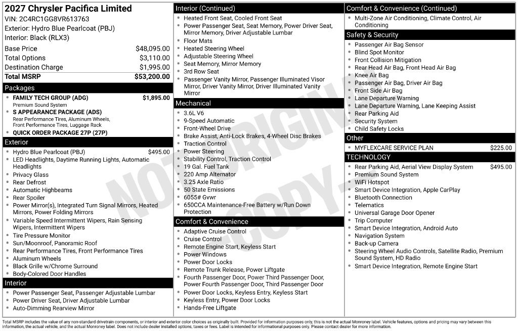 New 2027 Chrysler Pacifica Limited w/ Family Tech Group FWD image 8