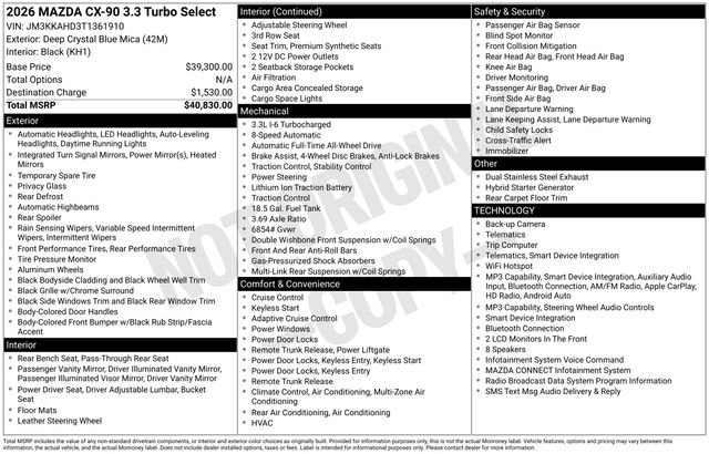 Certified 2026 MAZDA CX-90 3.3 Turbo w/ Select Package AWD/4WD image 40