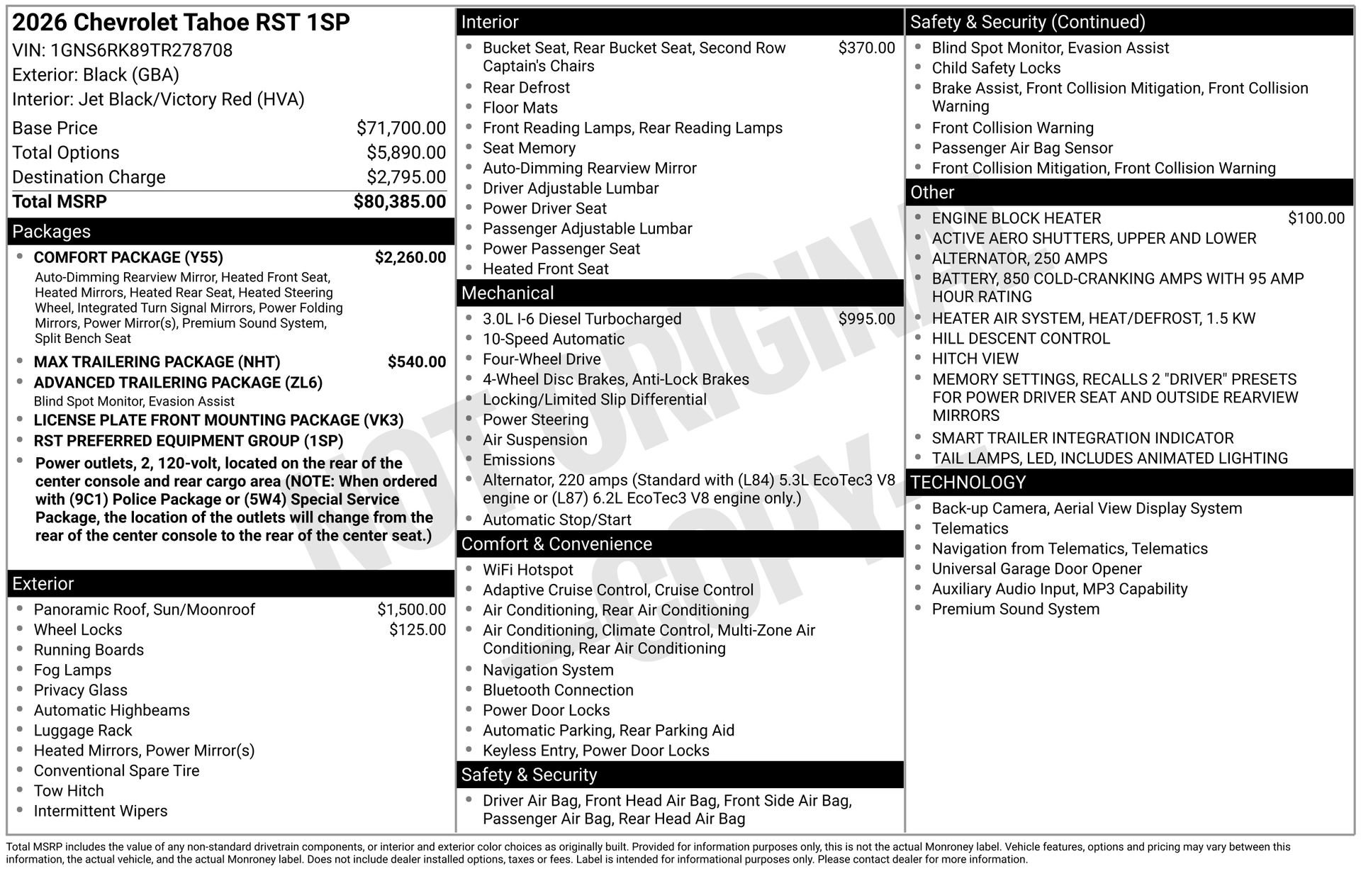 New 2026 Chevrolet Tahoe RST w/ Comfort Package AWD/4WD image 3