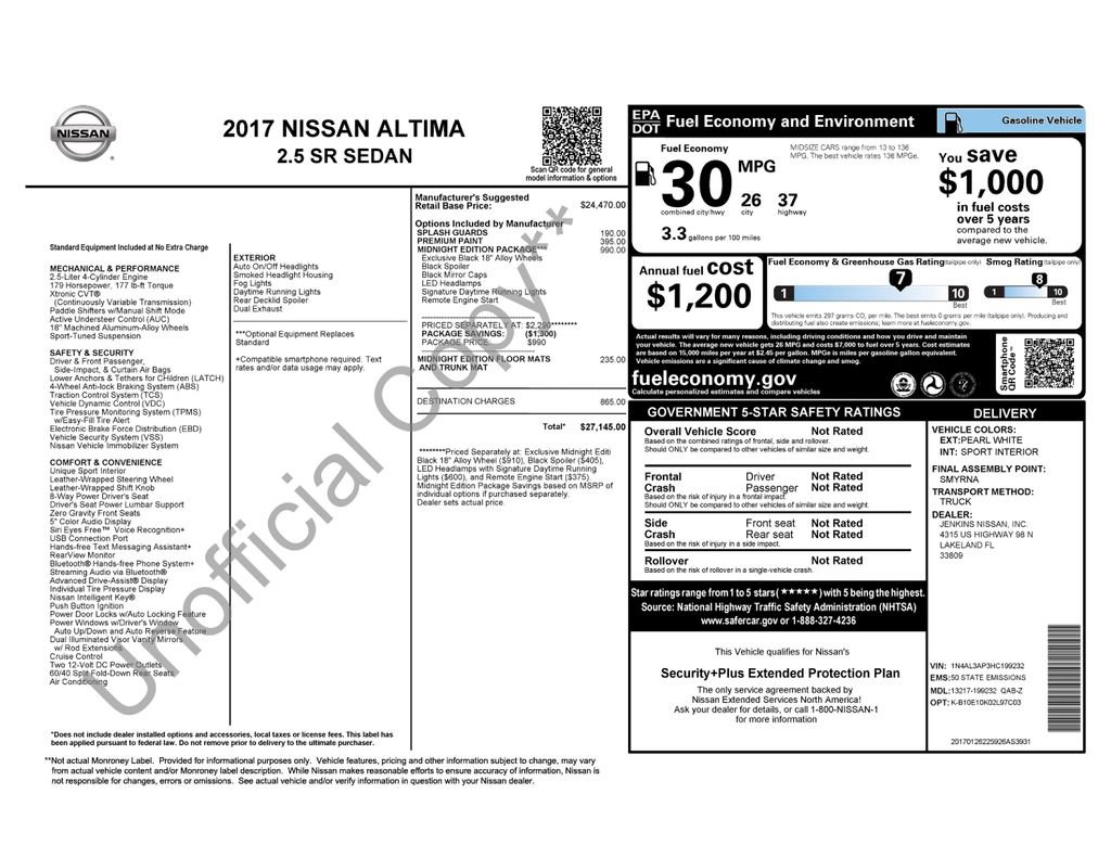 Used 2017 Nissan Altima 2.5 SR w/ Midnight Edition Package image 4