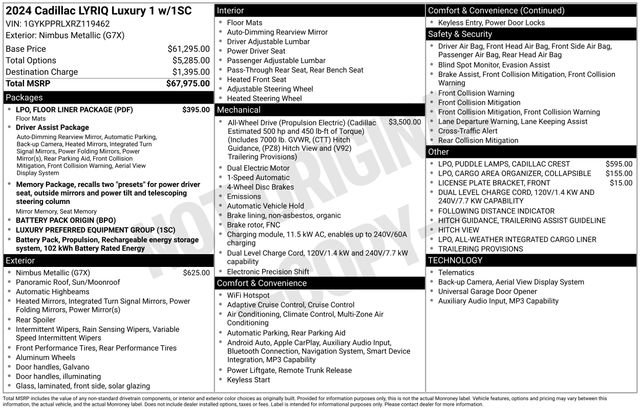 Certified 2024 Cadillac Lyriq Luxury w/ LPO, Floor Liner Package AWD/4WD image 18