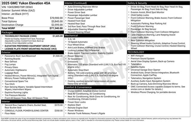 Used 2025 GMC Yukon Elevation w/ Technology Package image 45