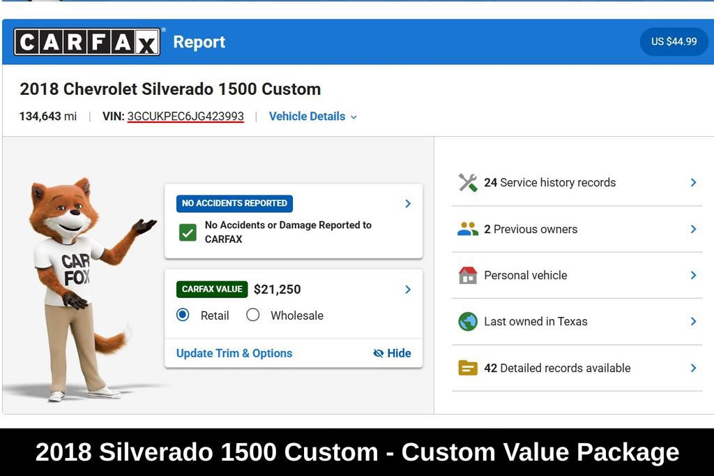 Used 2018 Chevrolet Silverado 1500 Custom w/ Custom Value Package AWD/4WD image 9