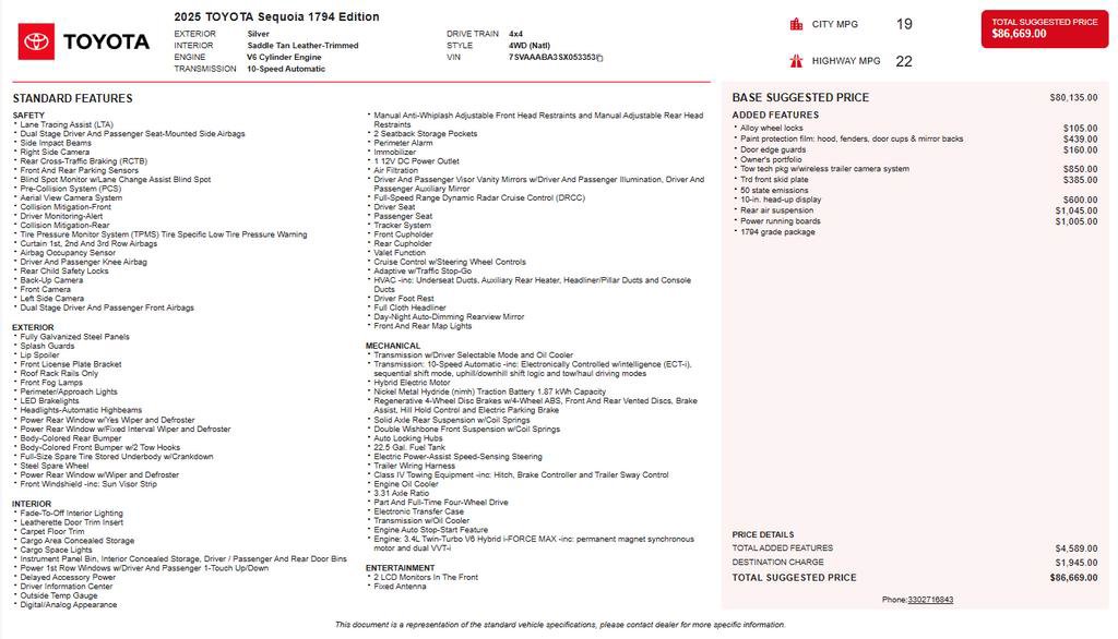 Used 2025 Toyota Sequoia 1794 Edition AWD/4WD image 4