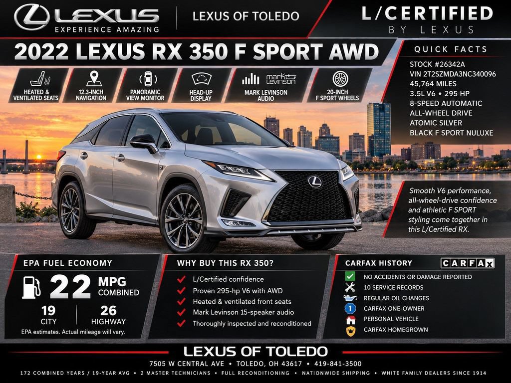 Used 2022 Lexus RX 350 F Sport w/ Accessory Package AWD/4WD image 1