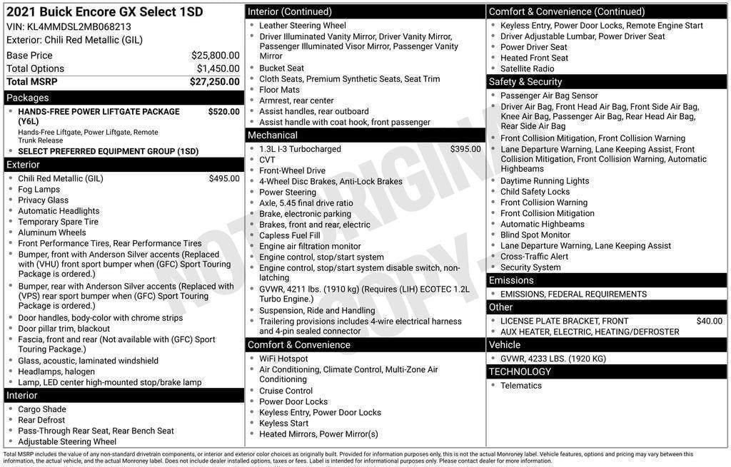 Certified 2021 Buick Encore GX Select image 20