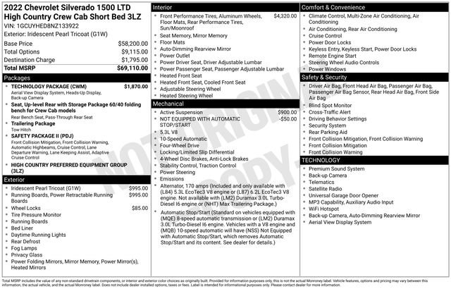 Used 2022 Chevrolet Silverado 1500 High Country w/ Technology Package AWD/4WD image 26