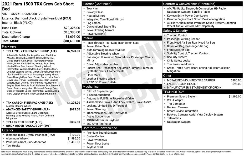 Used 2021 RAM 1500 TRX w/ TRX Level 2 Equipment Group AWD/4WD image 2