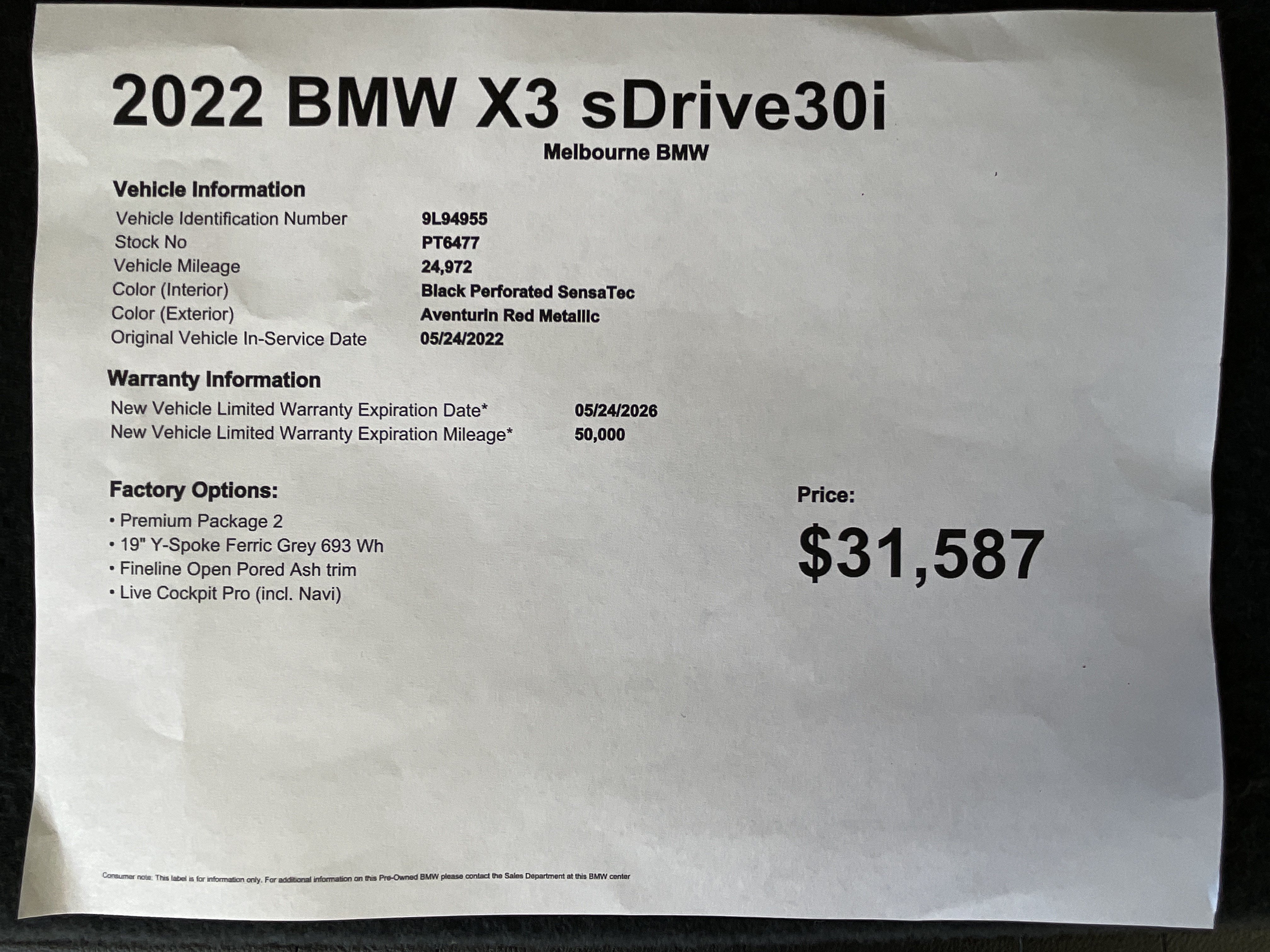 Used 2022 BMW X3 sDrive30i w/ Premium Package 2 RWD image 37