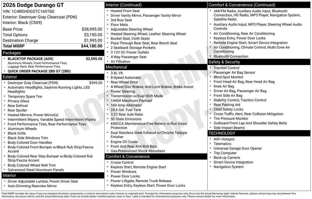 New 2026 Dodge Durango GT w/ Blacktop Package image 15