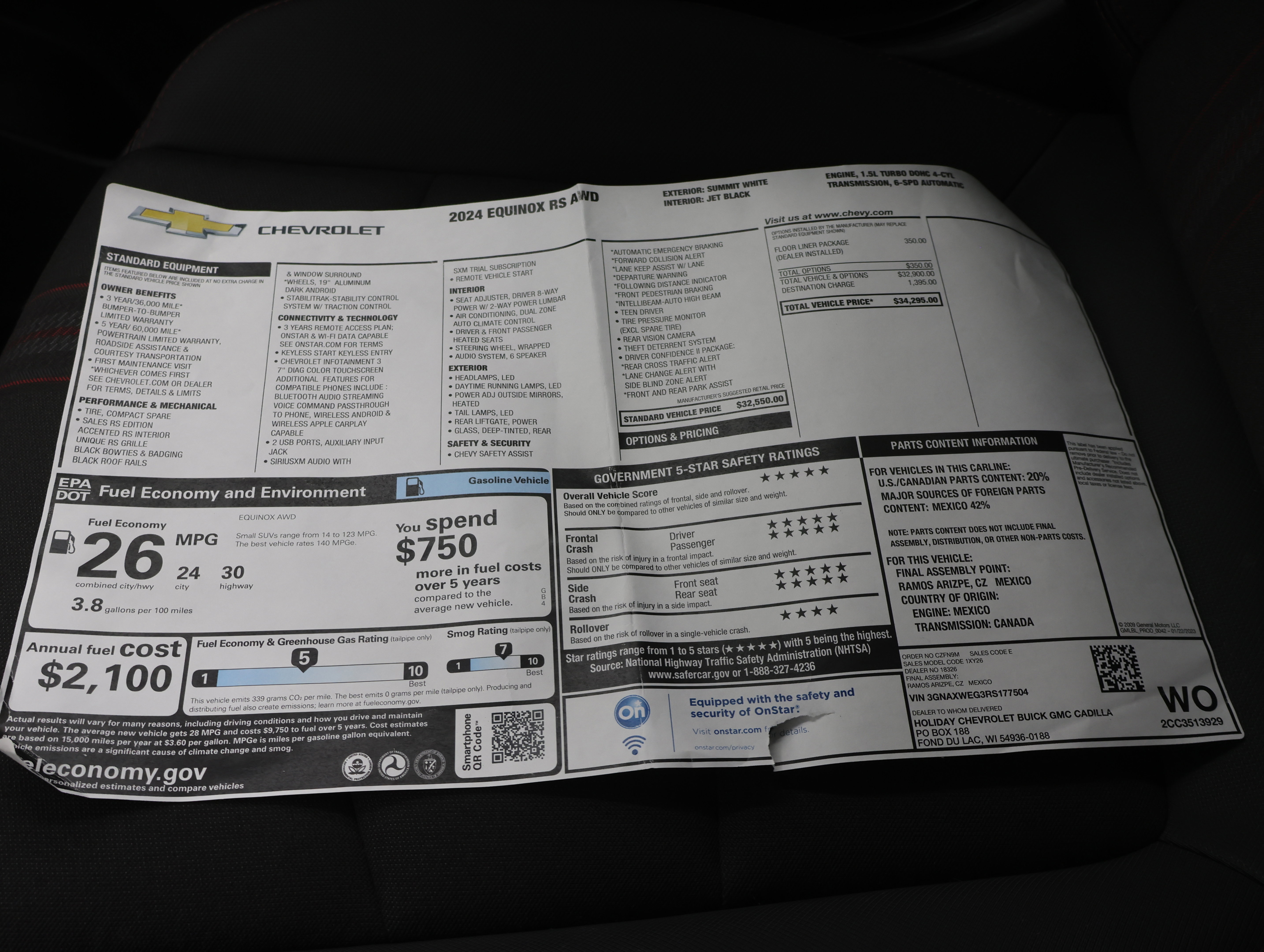 Used 2024 Chevrolet Equinox RS w/ LPO, Floor Liner Package image 56