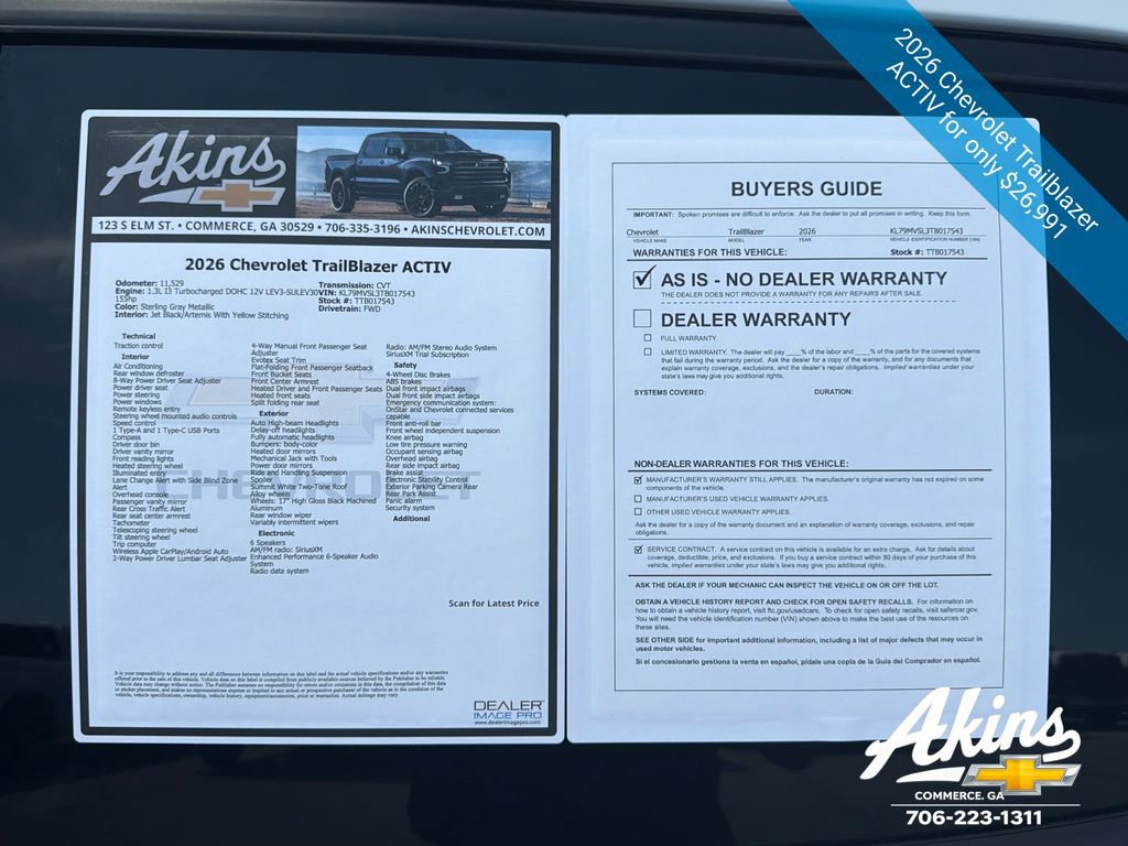 Certified 2026 Chevrolet TrailBlazer ACTIV w/ Driver Confidence Package FWD image 10