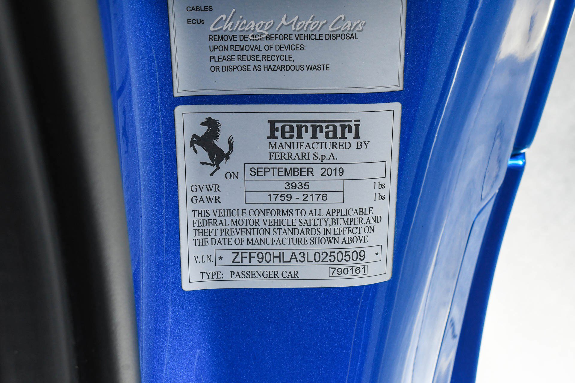 Used 2020 Ferrari 488 Pista Coupe Blu Corsa HRE Wheels Ful image 59