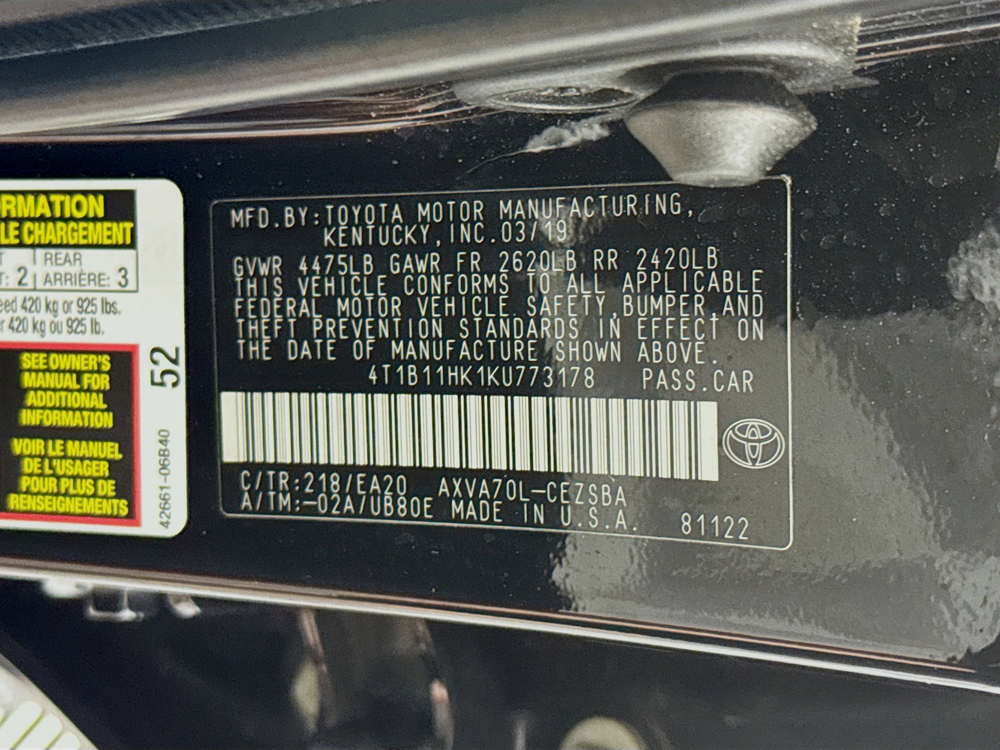 Used 2019 Toyota Camry SE FWD image 37