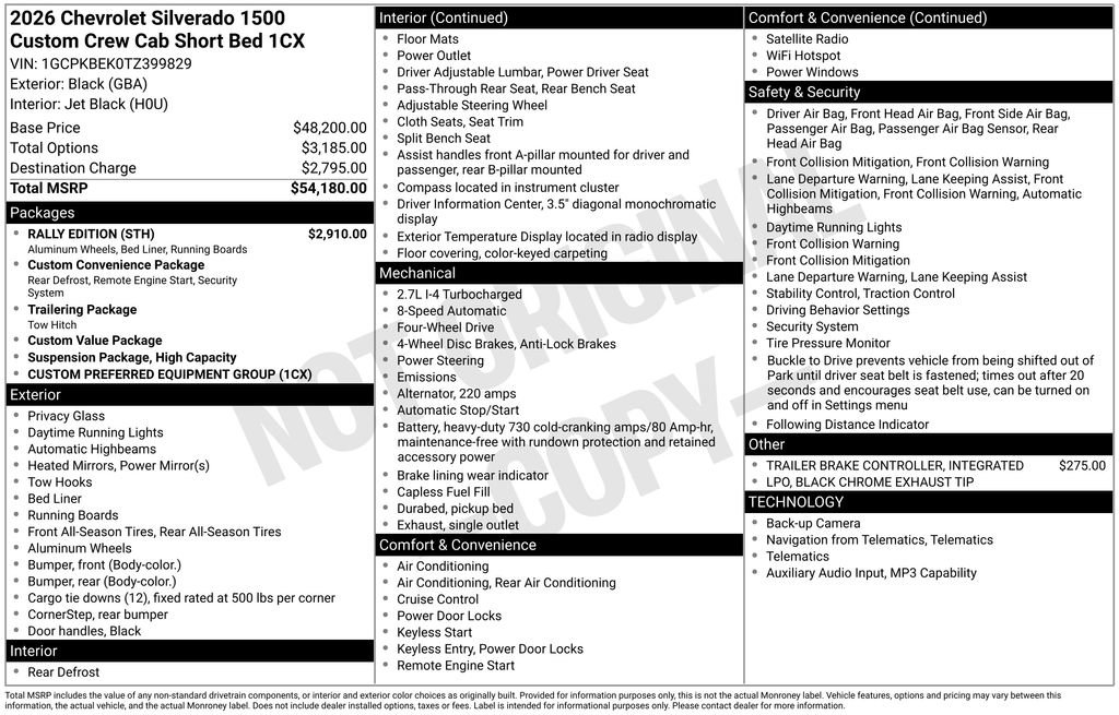 New 2026 Chevrolet Silverado 1500 Custom w/ Rally Edition AWD/4WD image 5