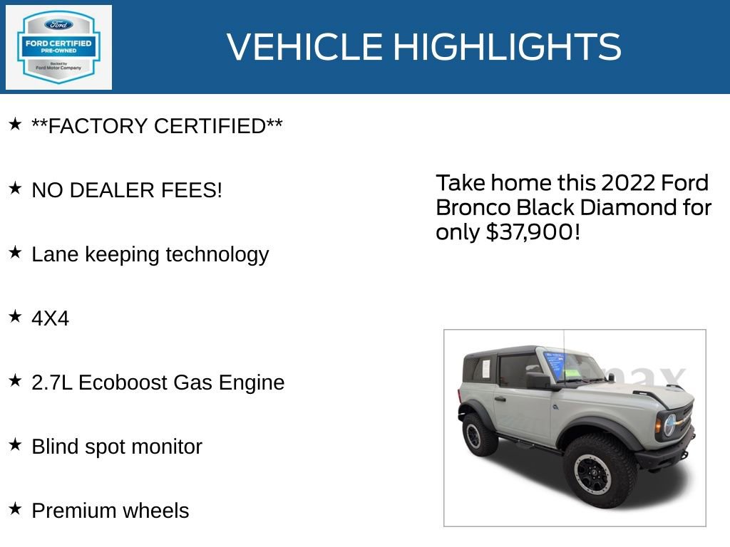 Certified 2022 Ford Bronco Black Diamond w/ Sasquatch Package image 13