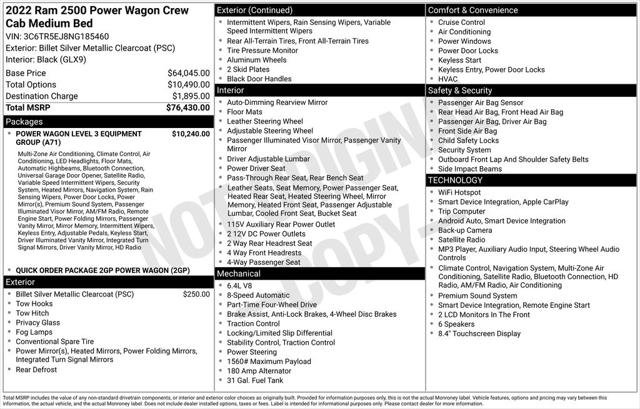 Certified 2022 RAM 2500 Power Wagon AWD/4WD image 14
