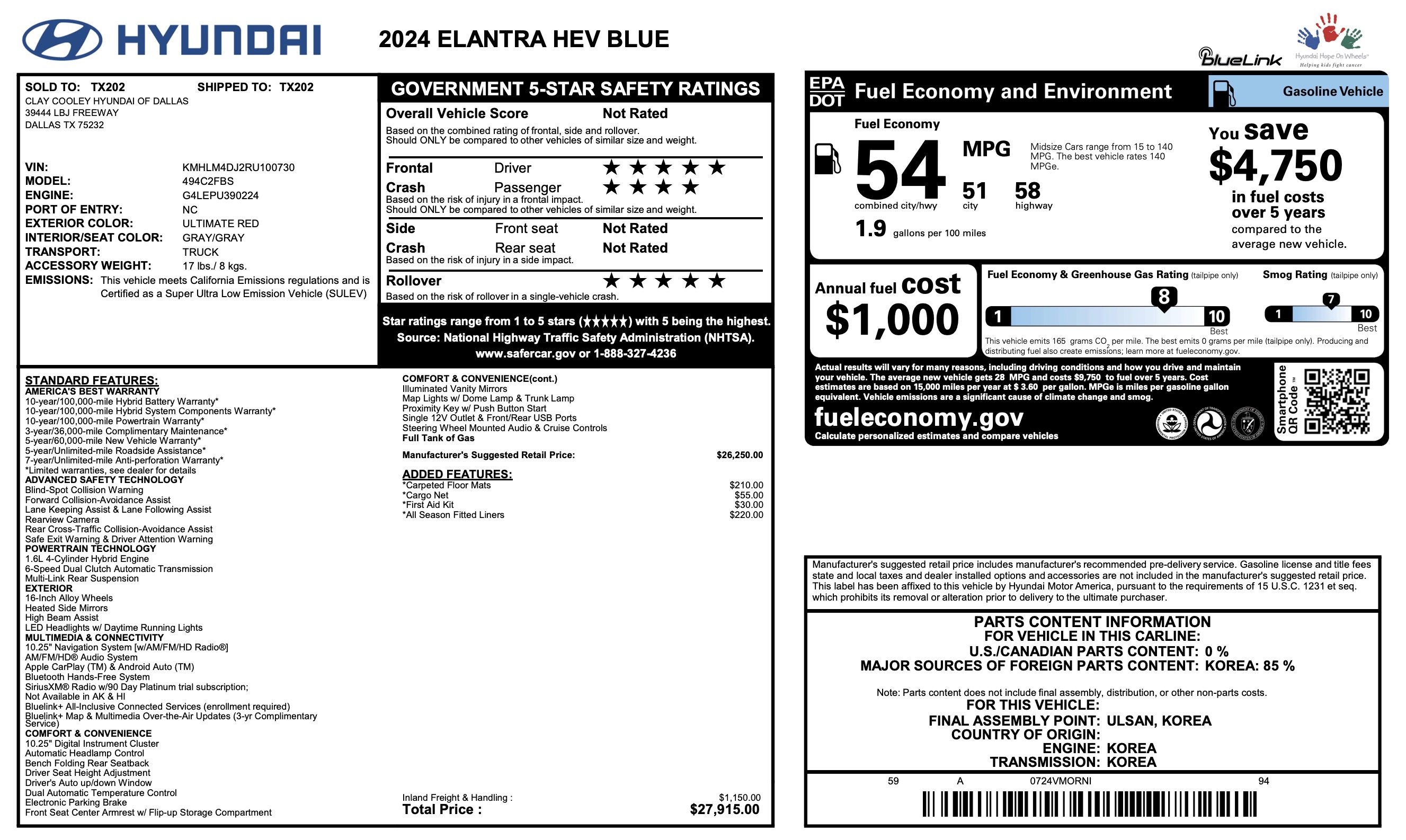 Used 2024 Hyundai Elantra Blue FWD image 6