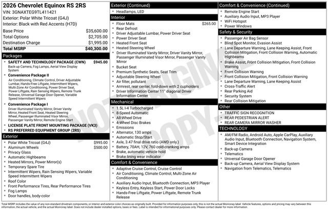 New 2026 Chevrolet Equinox RS w/ Safety and Technology Package AWD/4WD image 4