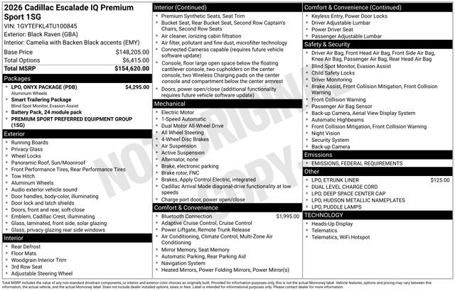 New 2026 Cadillac Escalade IQ Sport 2 w/ LPO, ONYX Package image 19