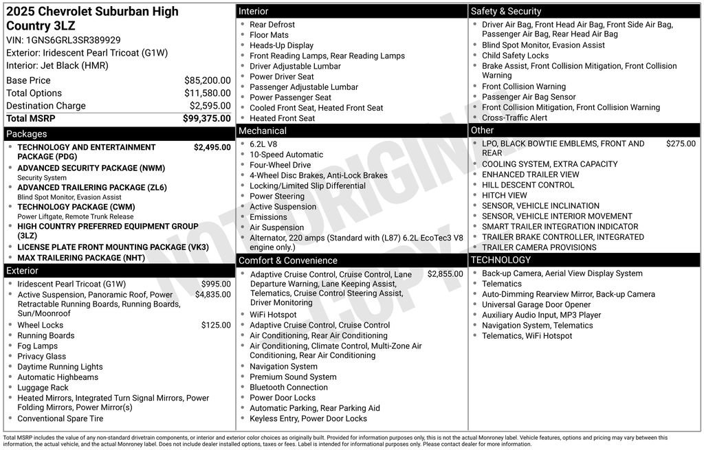 New 2025 Chevrolet Suburban High Country AWD/4WD image 28
