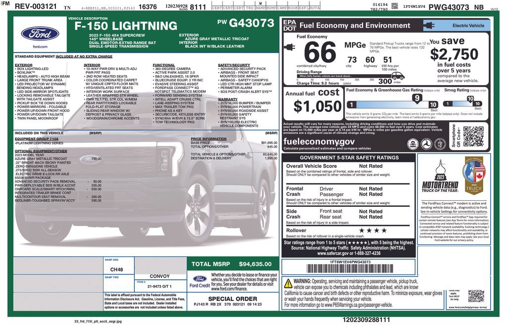 Used 2023 Ford F150 Lightning Platinum AWD/4WD image 15