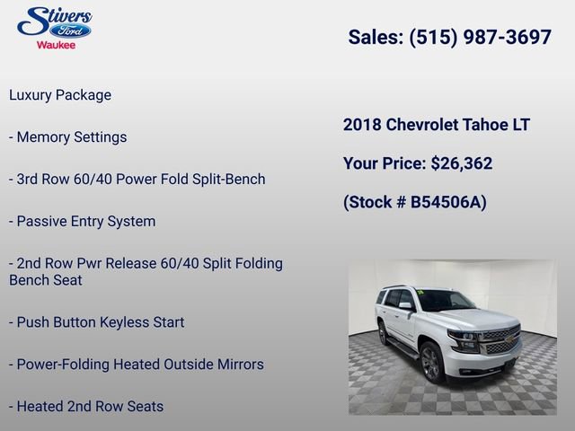 Used 2018 Chevrolet Tahoe LT w/ LT Signature Package AWD/4WD image 33