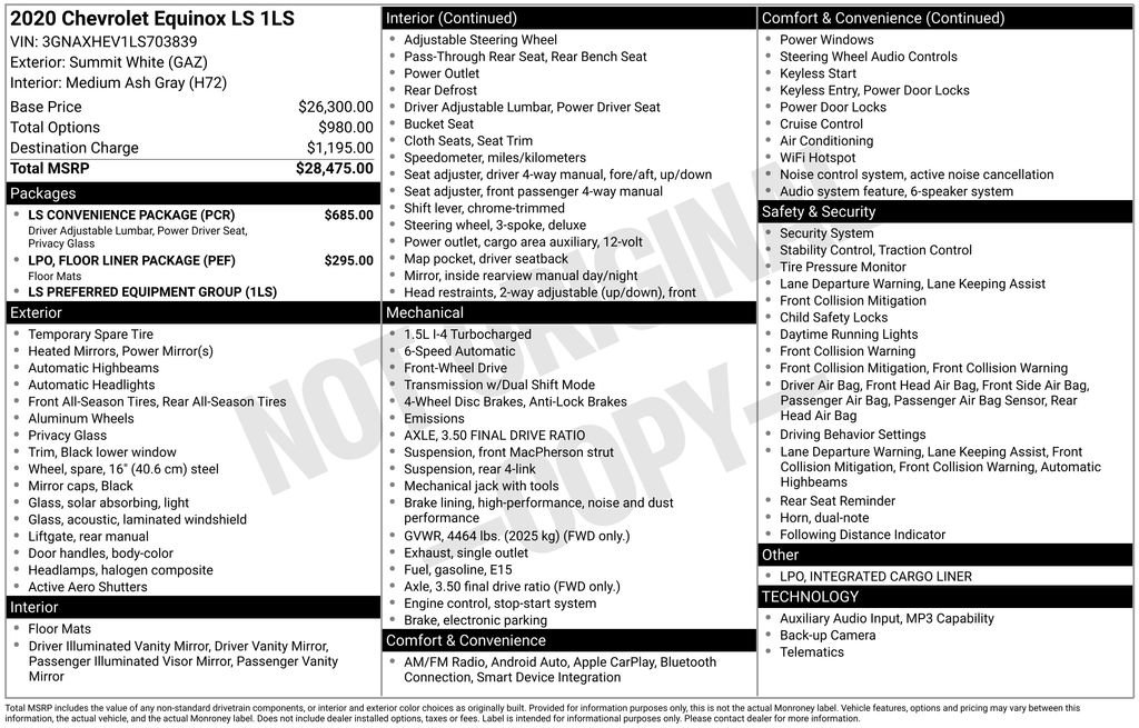Used 2020 Chevrolet Equinox LS w/ LS Convenience Package image 8