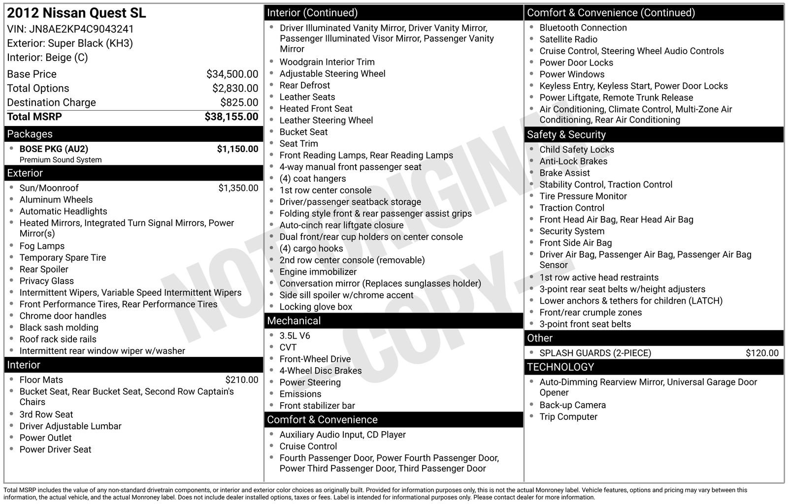 Used 2012 Nissan Quest SL w/ Bose Pkg FWD image 5