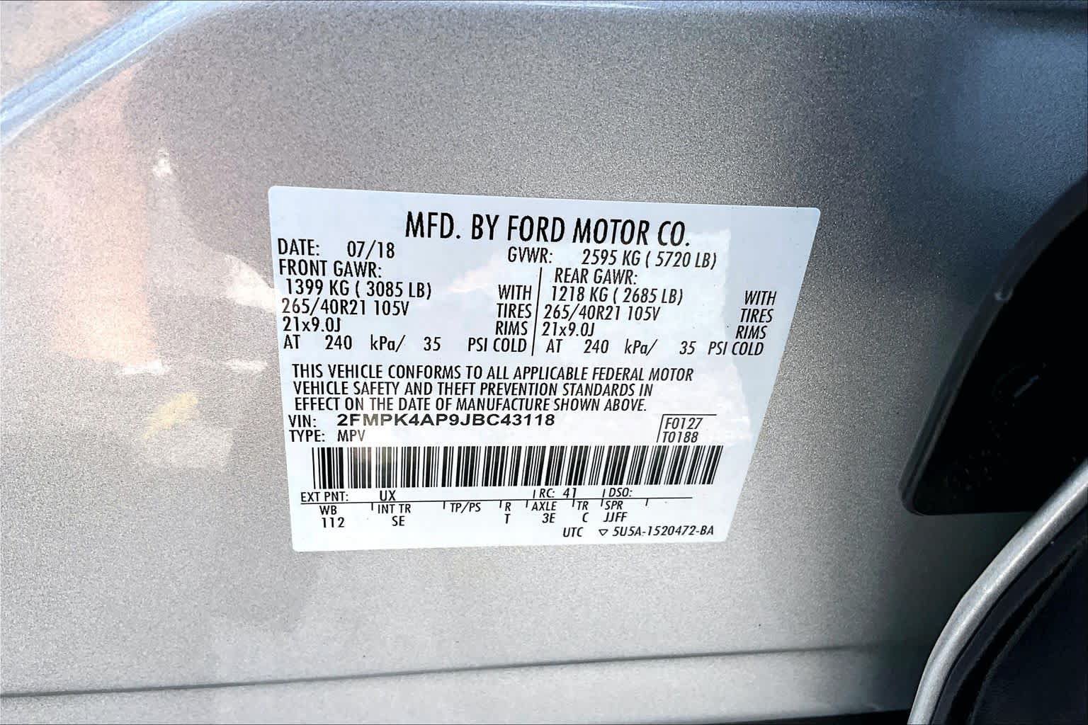 Used 2018 Ford Edge Sport w/ Equipment Group 401A AWD/4WD image 32