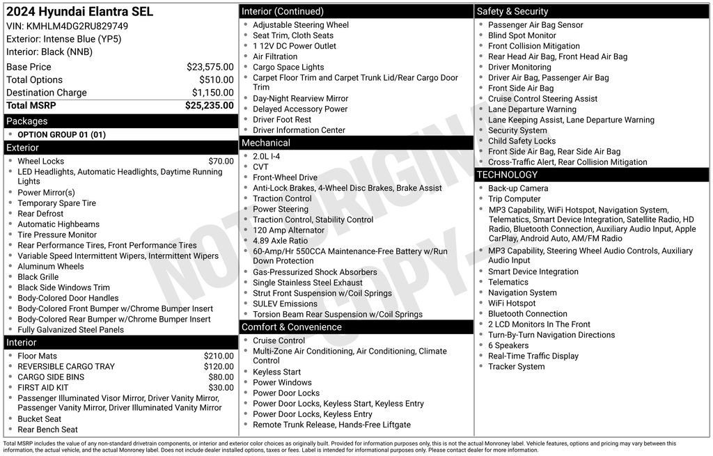Certified 2024 Hyundai Elantra SEL FWD image 31